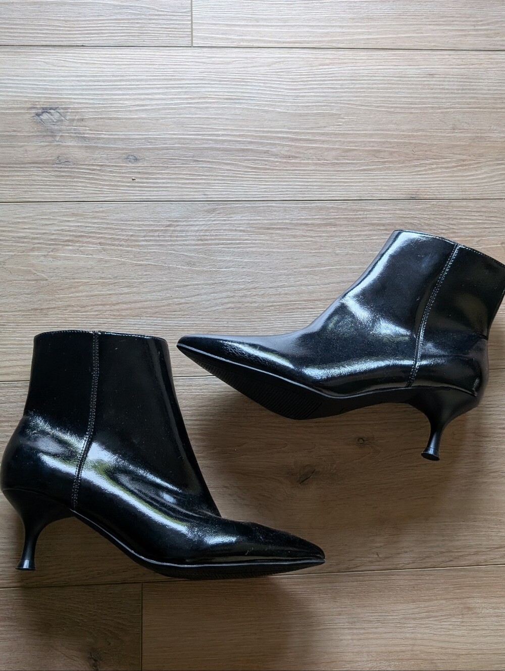 NWOT Rachel Zoe Black Patent Leather Ankle Boots with Stiletto Heels